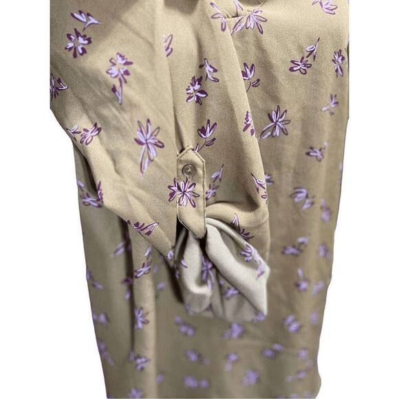 Motherhood Maternity Summer Blouse Top Size M Roll Sleeve Floral Yellow - Picture 3 of 7